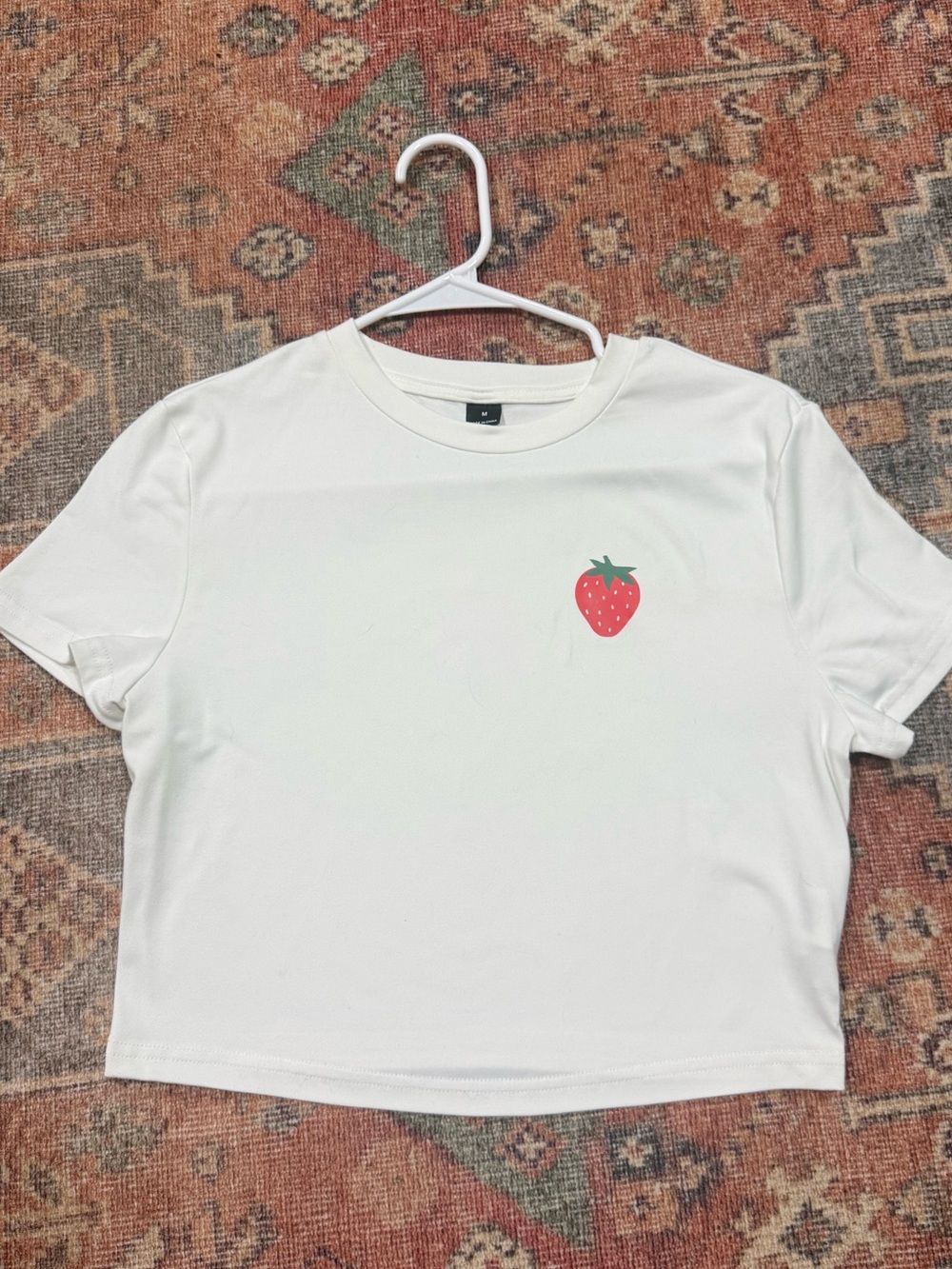 White Kids' Strawberry Graphic Crop Tee